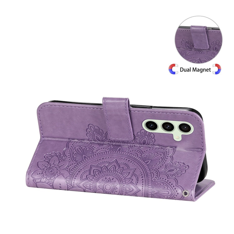 Seven-petal Flowers Embossing Leather Phone Case, For Galaxy S24 FE 5G