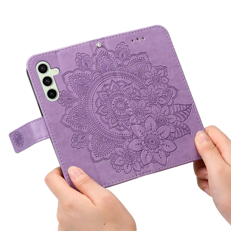 Seven-petal Flowers Embossing Leather Phone Case, For Galaxy S24 FE 5G