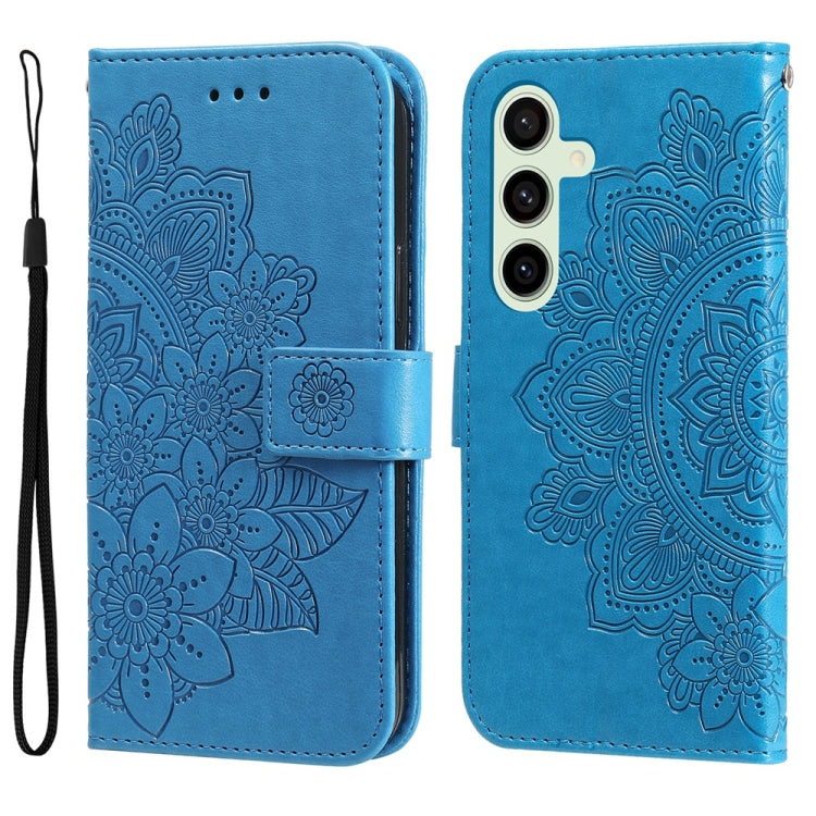 Seven-petal Flowers Embossing Leather Phone Case, For Galaxy S24 FE 5G