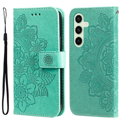 Seven-petal Flowers Embossing Leather Phone Case, For Galaxy S24 FE 5G