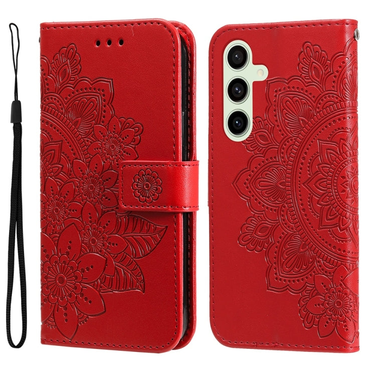 Seven-petal Flowers Embossing Leather Phone Case, For Galaxy S24 FE 5G