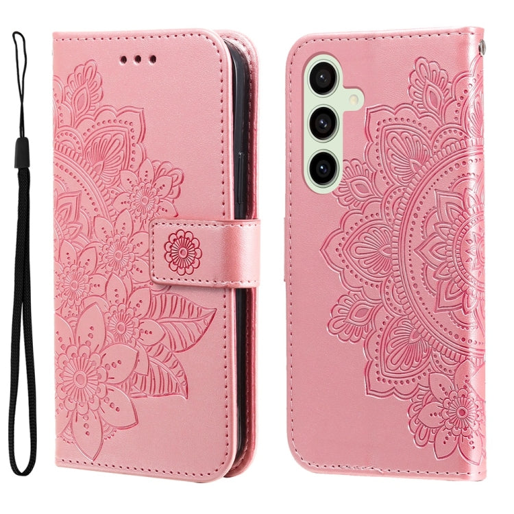 Seven-petal Flowers Embossing Leather Phone Case, For Galaxy S24 FE 5G