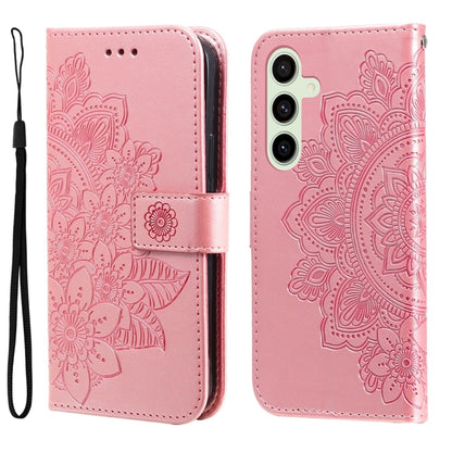 Seven-petal Flowers Embossing Leather Phone Case, For Galaxy S24 FE 5G