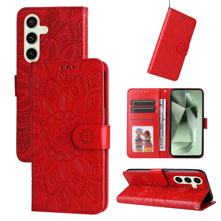 Embossed Sunflower Leather Phone Case, For Galaxy S24 FE 5G