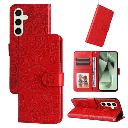 Embossed Sunflower Leather Phone Case, For Galaxy S24 FE 5G