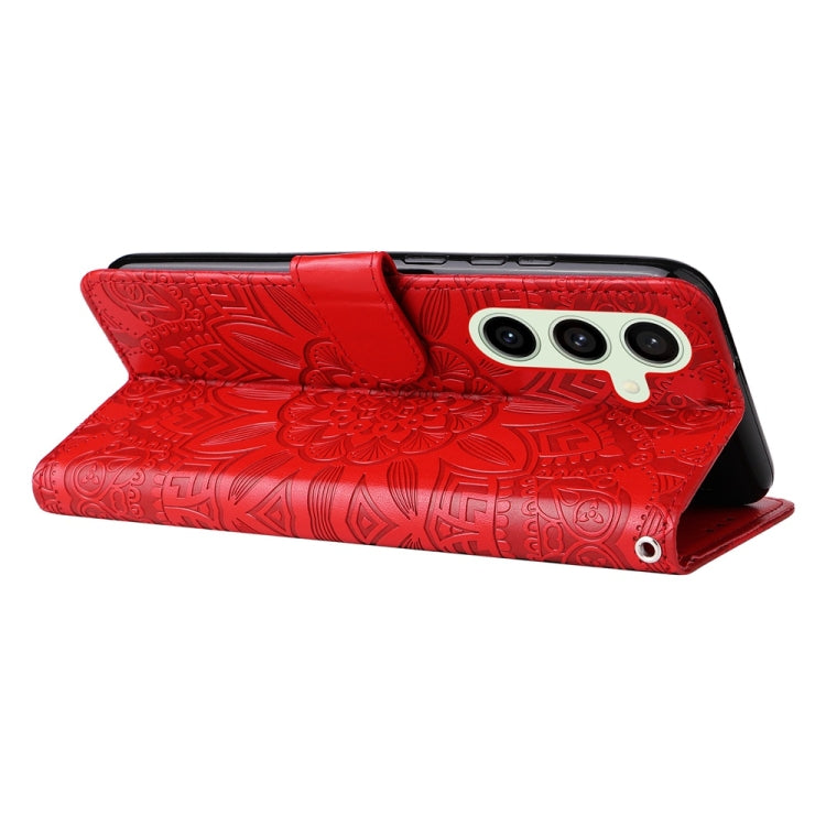 Embossed Sunflower Leather Phone Case, For Galaxy S24 FE 5G
