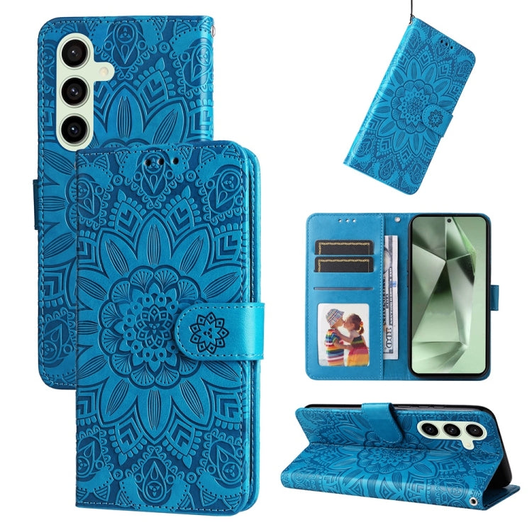 Embossed Sunflower Leather Phone Case, For Galaxy S24 FE 5G