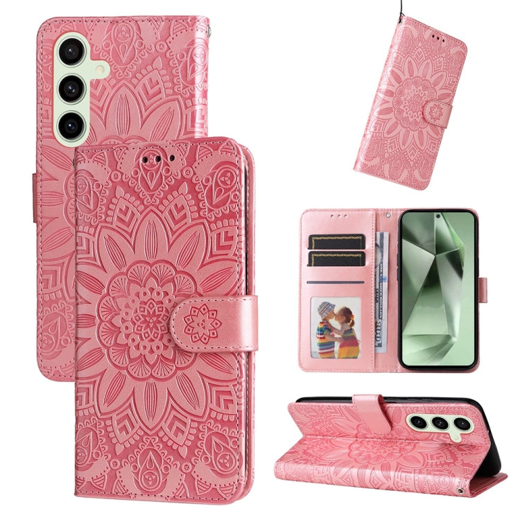 Embossed Sunflower Leather Phone Case, For Galaxy S24 FE 5G