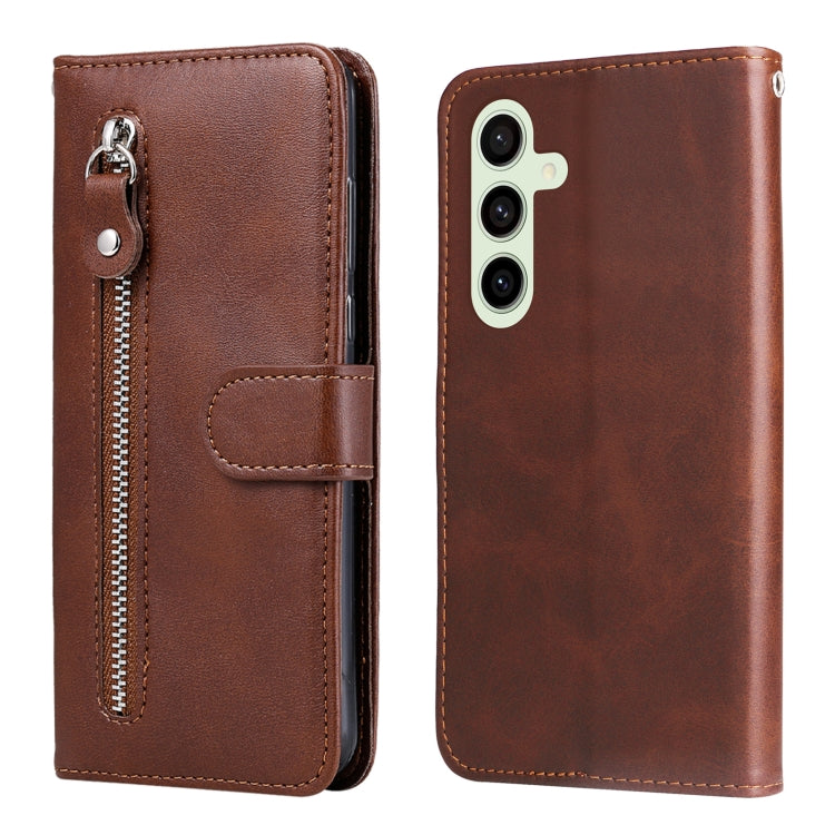 Fashion Calf Texture Zipper Leather Phone Case, For Galaxy S24 FE 5G