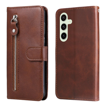 Fashion Calf Texture Zipper Leather Phone Case, For Galaxy S24 FE 5G