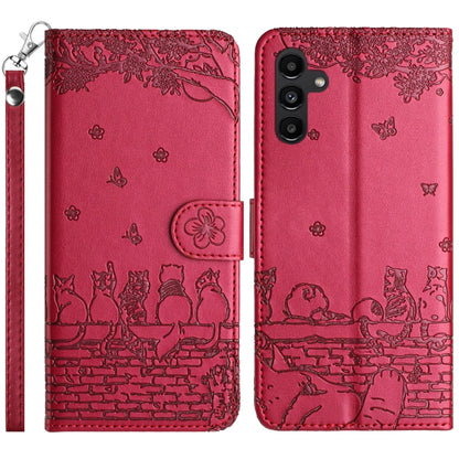 Cat Embossing Pattern Leather Phone Case with Lanyard, For Samsung Galaxy S26+ 5G, For Samsung Galaxy S26 Edge 5G, For Samsung Galaxy S26 Ultra 5G, For Samsung Galaxy S26 5G, For Samsung Galaxy S25 FE 5G, For Samsung Galaxy S25 5G                      ...