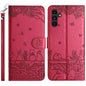 Cat Embossing Pattern Leather Phone Case with Lanyard, For Samsung Galaxy S26+ 5G, For Samsung Galaxy S26 Edge 5G, For Samsung Galaxy S26 Ultra 5G, For Samsung Galaxy S26 5G, For Samsung Galaxy S25 FE 5G, For Samsung Galaxy S25 5G                      ...