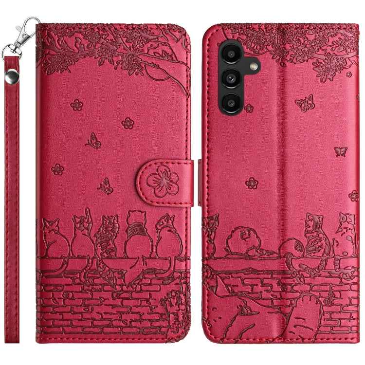Cat Embossing Pattern Leather Phone Case with Lanyard, For Samsung Galaxy S26+ 5G, For Samsung Galaxy S26 Edge 5G, For Samsung Galaxy S26 Ultra 5G, For Samsung Galaxy S26 5G, For Samsung Galaxy S25 FE 5G, For Samsung Galaxy S25 5G                      ...