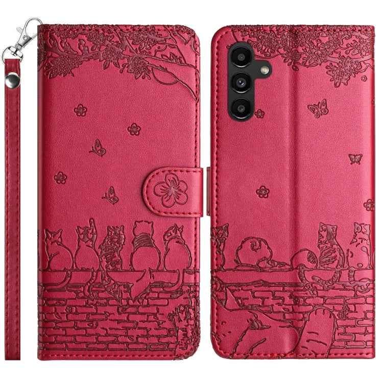 Cat Embossing Pattern Leather Phone Case with Lanyard, For Samsung Galaxy S26+ 5G, For Samsung Galaxy S26 Edge 5G, For Samsung Galaxy S26 Ultra 5G, For Samsung Galaxy S26 5G, For Samsung Galaxy S25 FE 5G, For Samsung Galaxy S25 5G                      ...