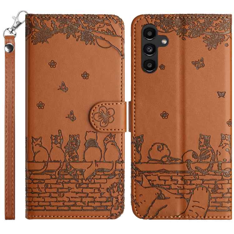 Cat Embossing Pattern Leather Phone Case with Lanyard, For Samsung Galaxy S26+ 5G, For Samsung Galaxy S26 Edge 5G, For Samsung Galaxy S26 Ultra 5G, For Samsung Galaxy S26 5G, For Samsung Galaxy S25 FE 5G, For Samsung Galaxy S25 5G                      ...