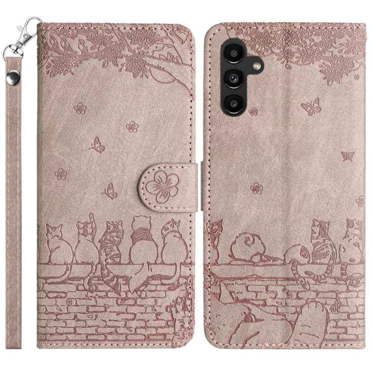 Cat Embossing Pattern Leather Phone Case with Lanyard, For Samsung Galaxy S26+ 5G, For Samsung Galaxy S26 Edge 5G, For Samsung Galaxy S26 Ultra 5G, For Samsung Galaxy S26 5G, For Samsung Galaxy S25 FE 5G, For Samsung Galaxy S25 5G                      ...