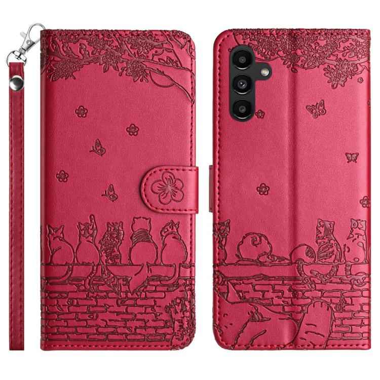 Cat Embossing Pattern Leather Phone Case with Lanyard, For Samsung Galaxy S26+ 5G, For Samsung Galaxy S26 Edge 5G, For Samsung Galaxy S26 Ultra 5G, For Samsung Galaxy S26 5G, For Samsung Galaxy S25 FE 5G, For Samsung Galaxy S25 5G                      ...