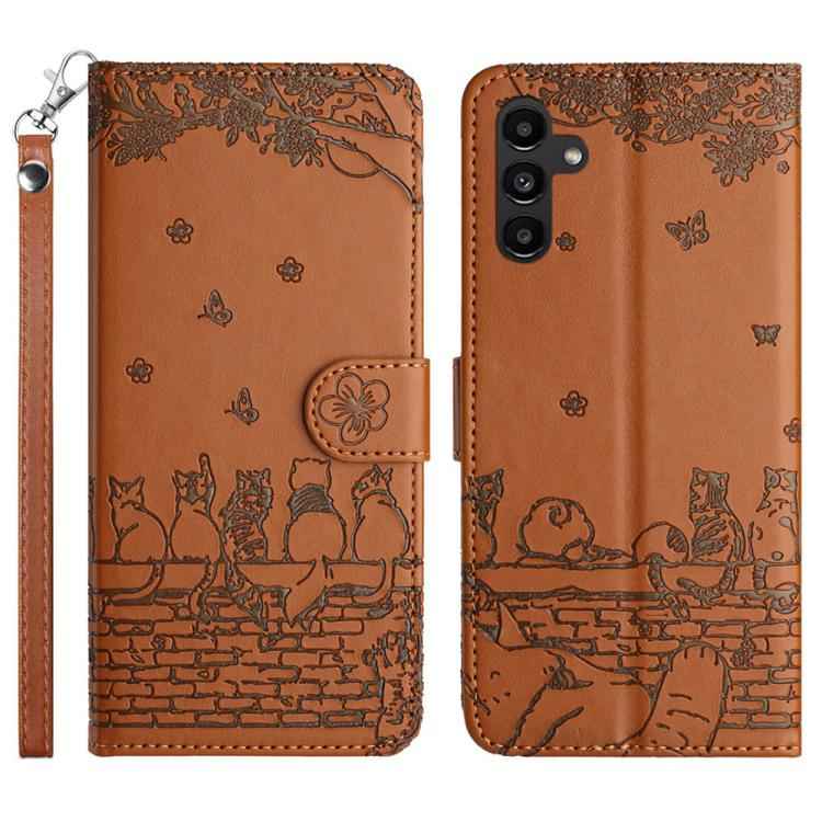 Cat Embossing Pattern Leather Phone Case with Lanyard, For Samsung Galaxy S26+ 5G, For Samsung Galaxy S26 Edge 5G, For Samsung Galaxy S26 Ultra 5G, For Samsung Galaxy S26 5G, For Samsung Galaxy S25 FE 5G, For Samsung Galaxy S25 5G                      ...