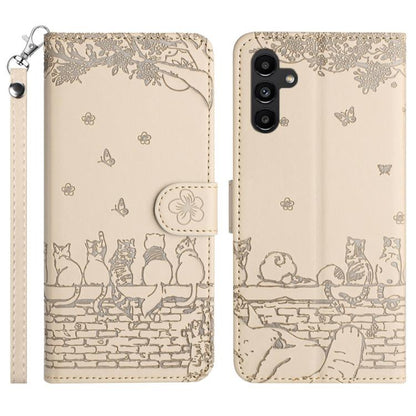 Cat Embossing Pattern Leather Phone Case with Lanyard, For Samsung Galaxy S26+ 5G, For Samsung Galaxy S26 Edge 5G, For Samsung Galaxy S26 Ultra 5G, For Samsung Galaxy S26 5G, For Samsung Galaxy S25 FE 5G, For Samsung Galaxy S25 5G                      ...