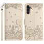 Cat Embossing Pattern Leather Phone Case with Lanyard, For Samsung Galaxy S26+ 5G, For Samsung Galaxy S26 Edge 5G, For Samsung Galaxy S26 Ultra 5G, For Samsung Galaxy S26 5G, For Samsung Galaxy S25 FE 5G, For Samsung Galaxy S25 5G                      ...