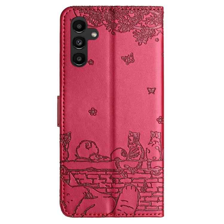 Cat Embossing Pattern Leather Phone Case with Lanyard, For Samsung Galaxy S26+ 5G, For Samsung Galaxy S26 Edge 5G, For Samsung Galaxy S26 Ultra 5G, For Samsung Galaxy S26 5G, For Samsung Galaxy S25 FE 5G, For Samsung Galaxy S25 5G                      ...