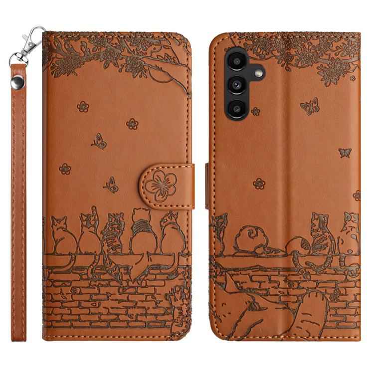 Cat Embossing Pattern Leather Phone Case with Lanyard, For Samsung Galaxy S26+ 5G, For Samsung Galaxy S26 Edge 5G, For Samsung Galaxy S26 Ultra 5G, For Samsung Galaxy S26 5G, For Samsung Galaxy S25 FE 5G, For Samsung Galaxy S25 5G                      ...