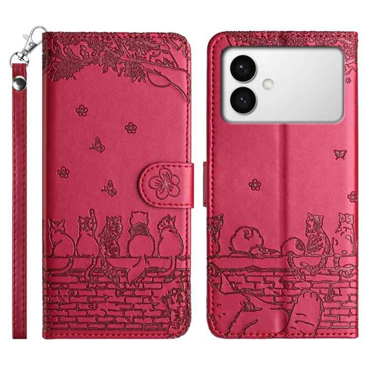 Cat Embossing Pattern Leather Phone Case with Lanyard, For Samsung Galaxy S26+ 5G, For Samsung Galaxy S26 Edge 5G, For Samsung Galaxy S26 Ultra 5G, For Samsung Galaxy S26 5G, For Samsung Galaxy S25 FE 5G, For Samsung Galaxy S25 5G                      ...