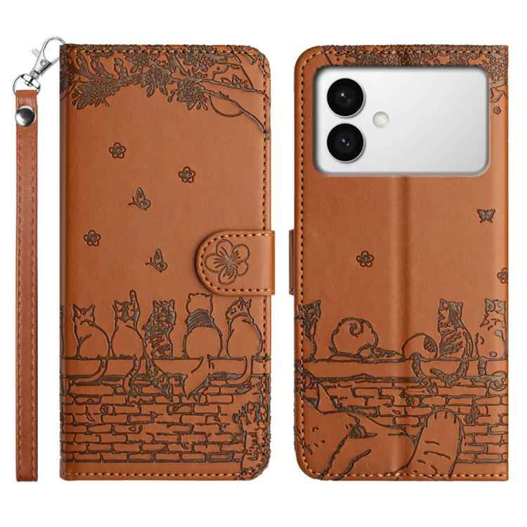 Cat Embossing Pattern Leather Phone Case with Lanyard, For Samsung Galaxy S26+ 5G, For Samsung Galaxy S26 Edge 5G, For Samsung Galaxy S26 Ultra 5G, For Samsung Galaxy S26 5G, For Samsung Galaxy S25 FE 5G, For Samsung Galaxy S25 5G                      ...