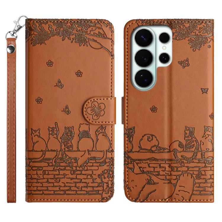 Cat Embossing Pattern Leather Phone Case with Lanyard, For Samsung Galaxy S26+ 5G, For Samsung Galaxy S26 Edge 5G, For Samsung Galaxy S26 Ultra 5G, For Samsung Galaxy S26 5G, For Samsung Galaxy S25 FE 5G, For Samsung Galaxy S25 5G                      ...