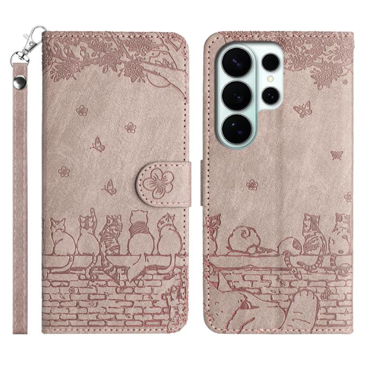 Cat Embossing Pattern Leather Phone Case with Lanyard, For Samsung Galaxy S26+ 5G, For Samsung Galaxy S26 Edge 5G, For Samsung Galaxy S26 Ultra 5G, For Samsung Galaxy S26 5G, For Samsung Galaxy S25 FE 5G, For Samsung Galaxy S25 5G                      ...