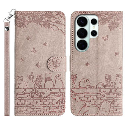 Cat Embossing Pattern Leather Phone Case with Lanyard, For Samsung Galaxy S26+ 5G, For Samsung Galaxy S26 Edge 5G, For Samsung Galaxy S26 Ultra 5G, For Samsung Galaxy S26 5G, For Samsung Galaxy S25 FE 5G, For Samsung Galaxy S25 5G                      ...