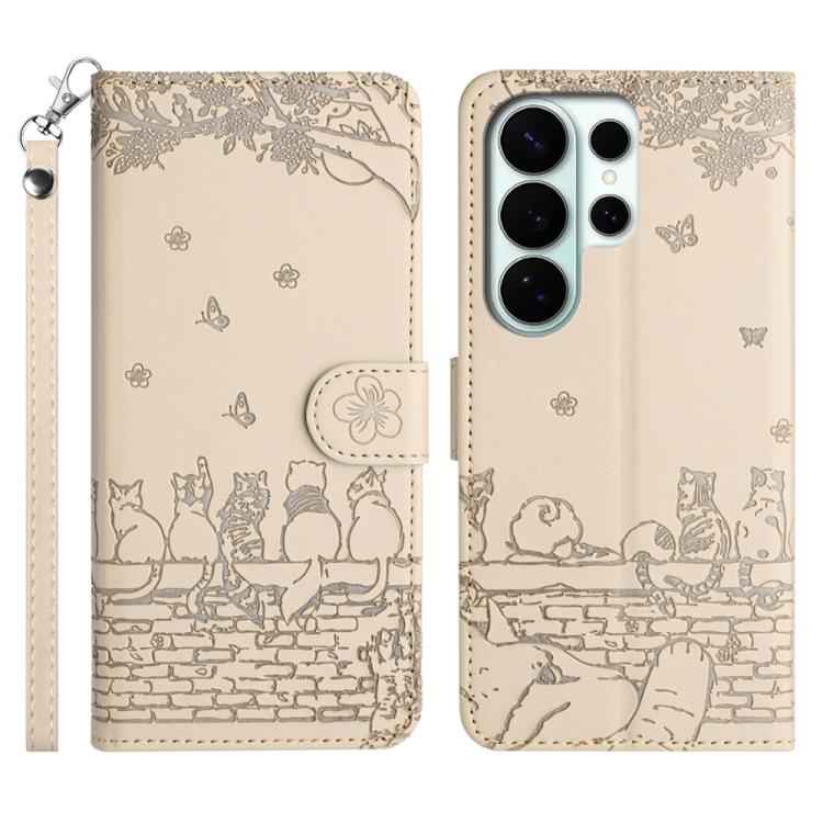 Cat Embossing Pattern Leather Phone Case with Lanyard, For Samsung Galaxy S26+ 5G, For Samsung Galaxy S26 Edge 5G, For Samsung Galaxy S26 Ultra 5G, For Samsung Galaxy S26 5G, For Samsung Galaxy S25 FE 5G, For Samsung Galaxy S25 5G                      ...