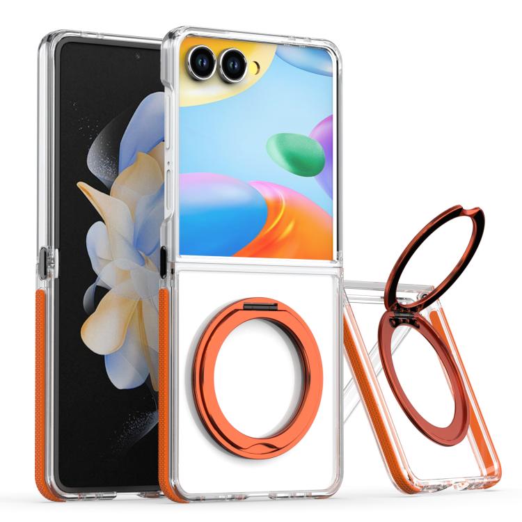 Dual-Color Clear Acrylic Hybrid TPU 360 Rotating Holder Phone Case