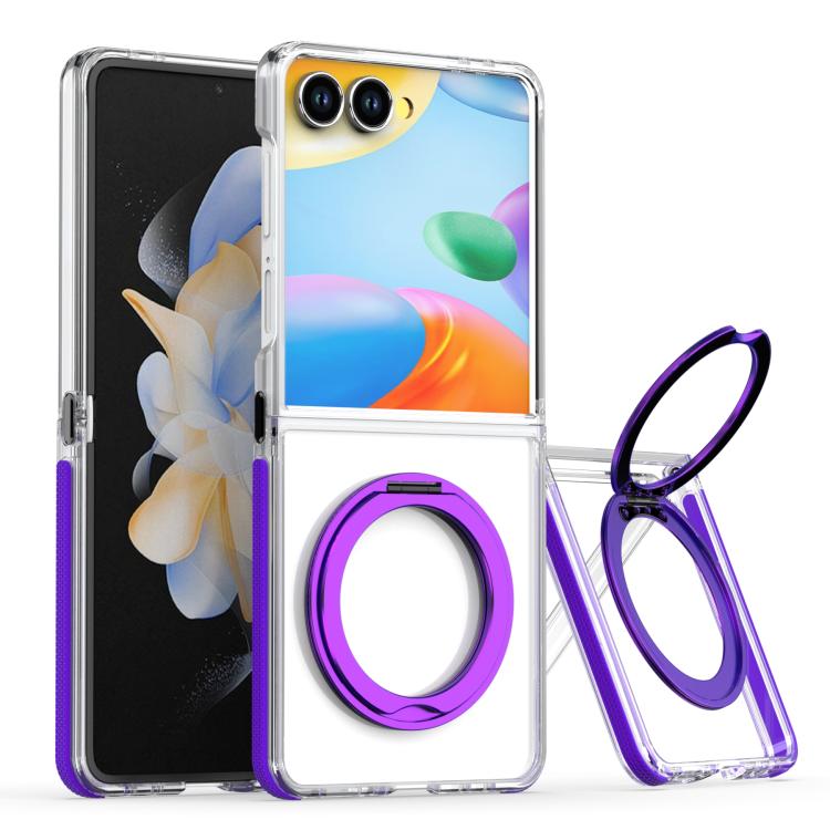 Dual-Color Clear Acrylic Hybrid TPU 360 Rotating Holder Phone Case