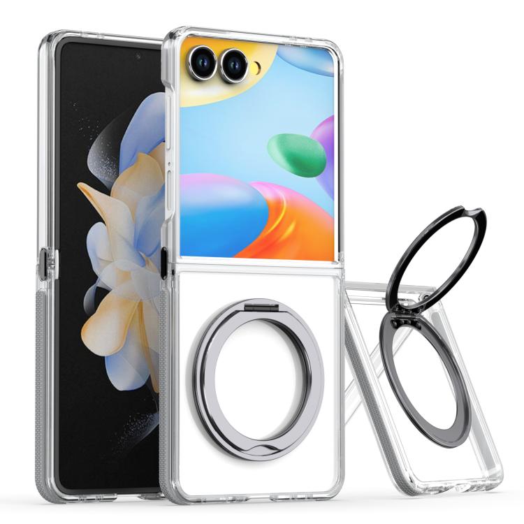 Dual-Color Clear Acrylic Hybrid TPU 360 Rotating Holder Phone Case