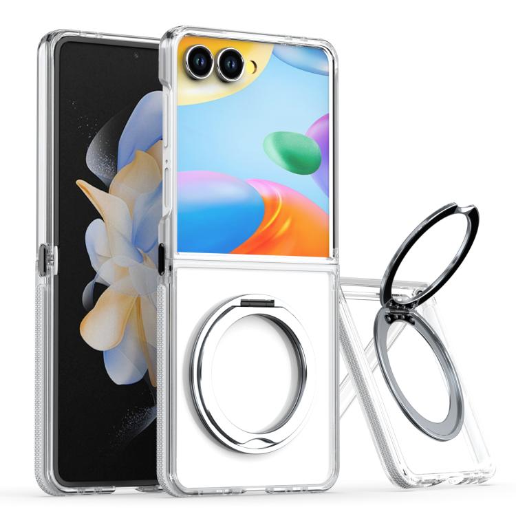 Dual-Color Clear Acrylic Hybrid TPU 360 Rotating Holder Phone Case