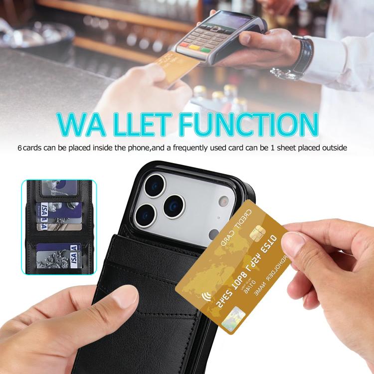 Solid Color Card Slots Bracket PU Phone Case