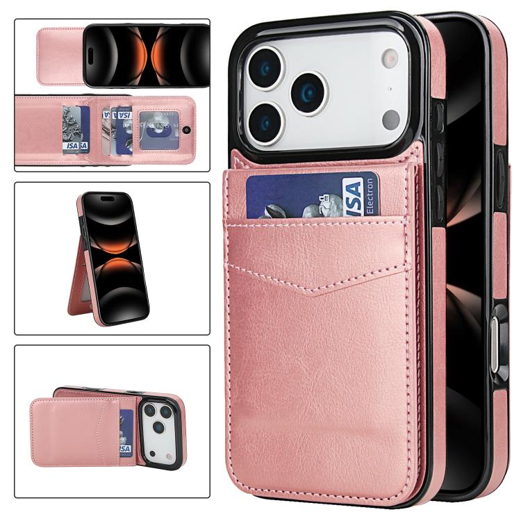 Solid Color Card Slots Bracket PU Phone Case