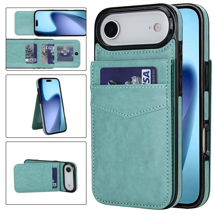 Solid Color Card Slots Bracket PU Phone Case