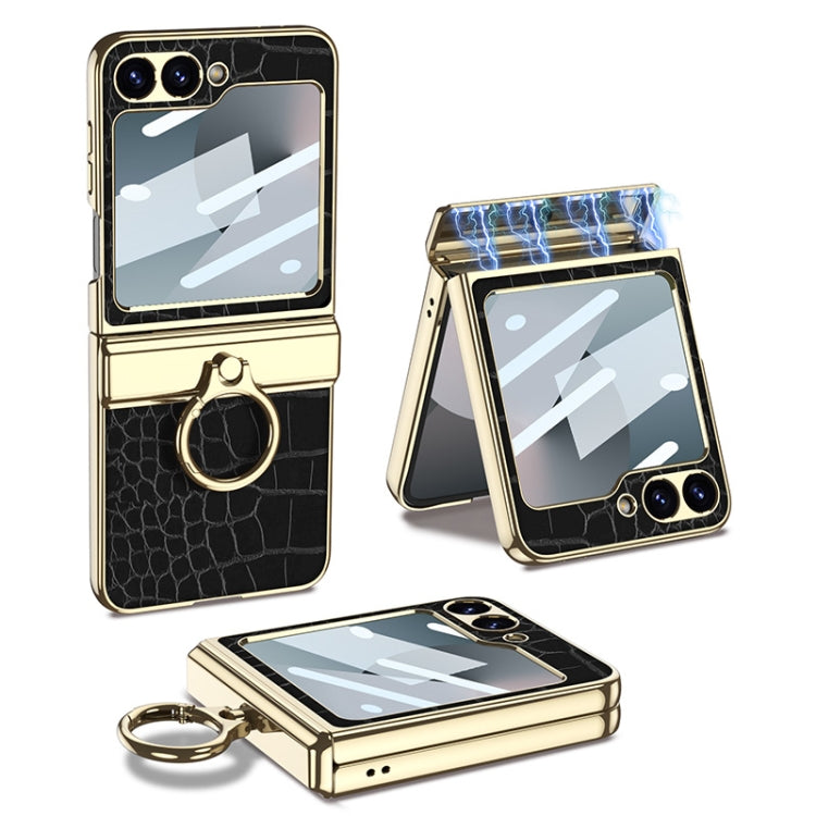 GKK Integrated Electroplated Crocodile Texture Leather Phone Case with Ring