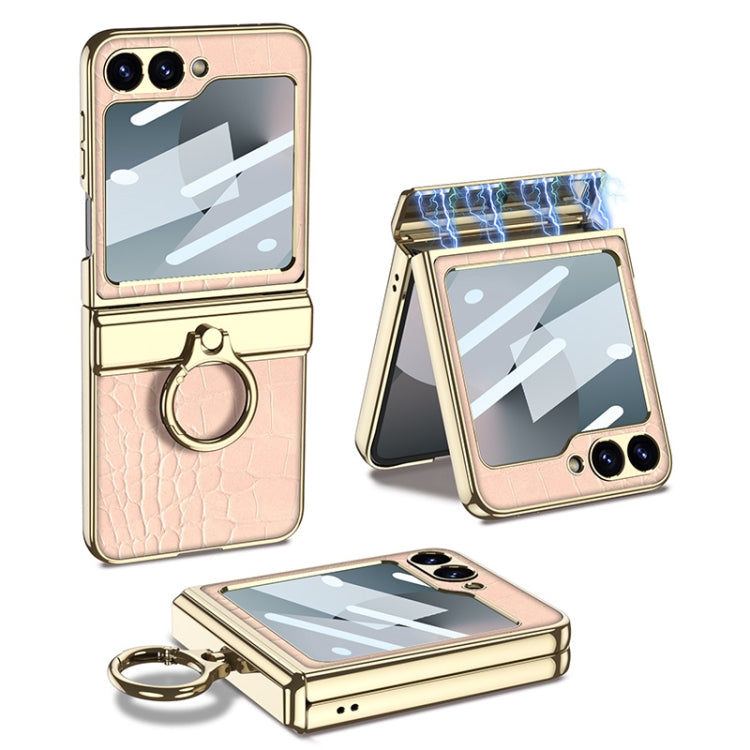GKK Integrated Electroplated Crocodile Texture Leather Phone Case with Ring