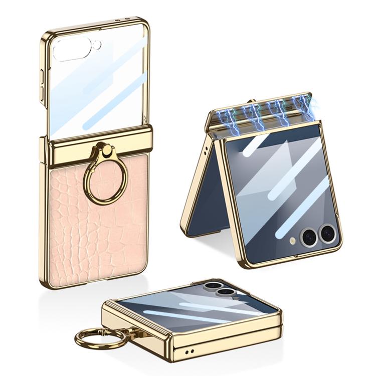 GKK Integrated Electroplated Crocodile Texture Leather Phone Case with Ring