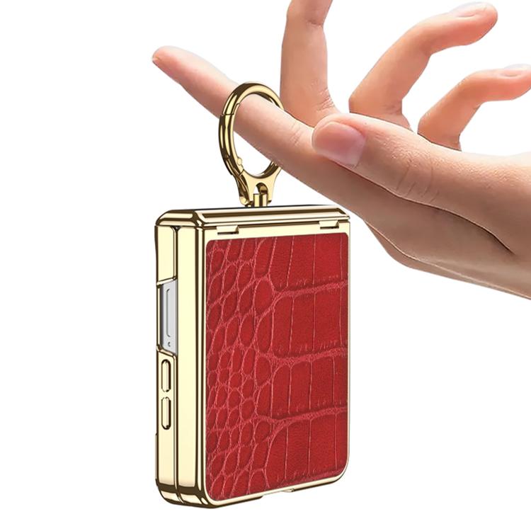 GKK Integrated Electroplated Crocodile Texture Leather Phone Case with Ring