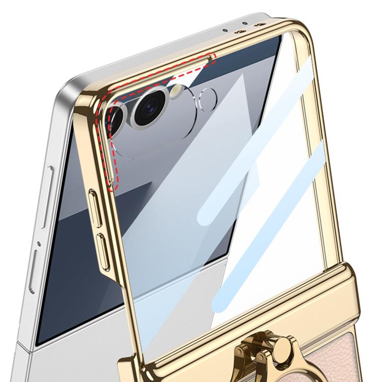 GKK Integrated Electroplated Crocodile Texture Leather Phone Case with Ring