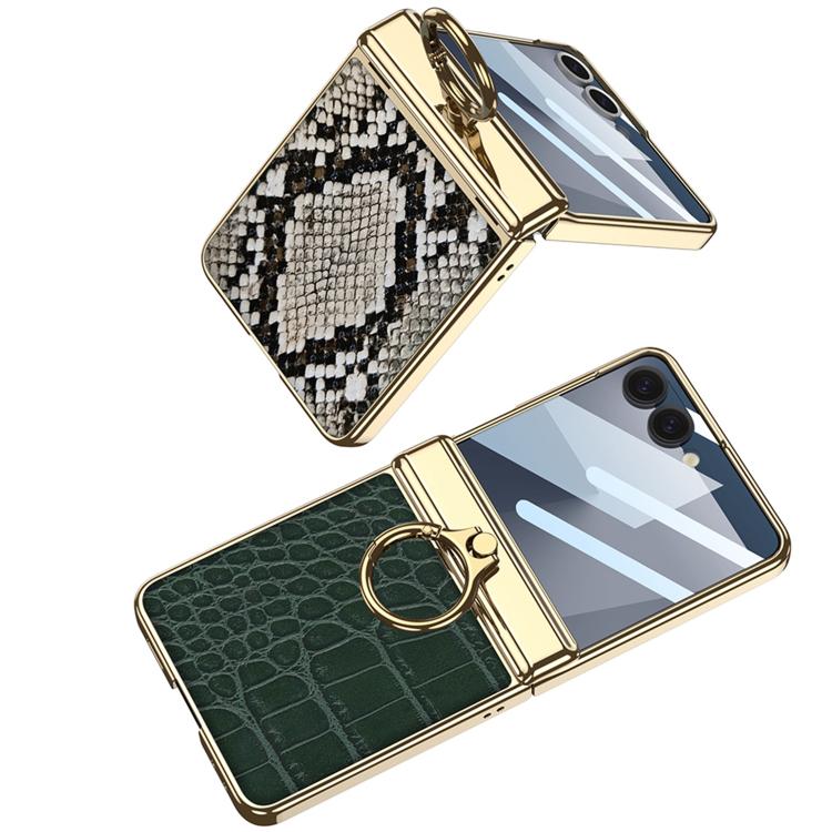 GKK Integrated Electroplated Crocodile Texture Leather Phone Case with Ring
