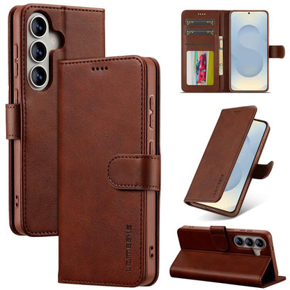 LC.IMEEKE Calf Texture Leather Phone Case, For Galaxy S26 FE 5G, For Samsung Galaxy S26+ 5G, For Samsung Galaxy S26 Ultra 5G, For Samsung Galaxy S26 5G, For Samsung Galaxy S25 FE 5G, For Samsung Galaxy S25 Edge 5G, For Samsung Galaxy S25 5G            ...