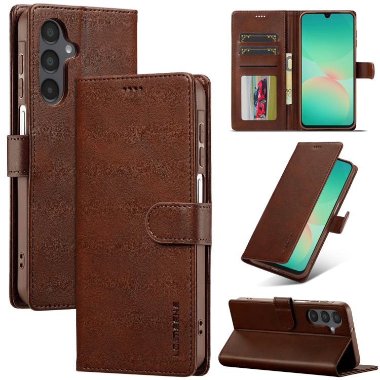 LC.IMEEKE Calf Texture Leather Phone Case, For Galaxy S26 FE 5G, For Samsung Galaxy S26+ 5G, For Samsung Galaxy S26 Ultra 5G, For Samsung Galaxy S26 5G, For Samsung Galaxy S25 FE 5G, For Samsung Galaxy S25 Edge 5G, For Samsung Galaxy S25 5G            ...