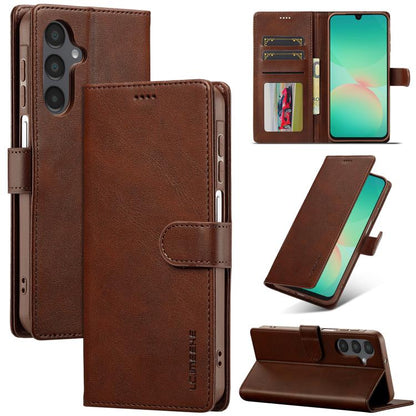 LC.IMEEKE Calf Texture Leather Phone Case, For Galaxy S26 FE 5G, For Samsung Galaxy S26+ 5G, For Samsung Galaxy S26 Ultra 5G, For Samsung Galaxy S26 5G, For Samsung Galaxy S25 FE 5G, For Samsung Galaxy S25 Edge 5G, For Samsung Galaxy S25 5G            ...
