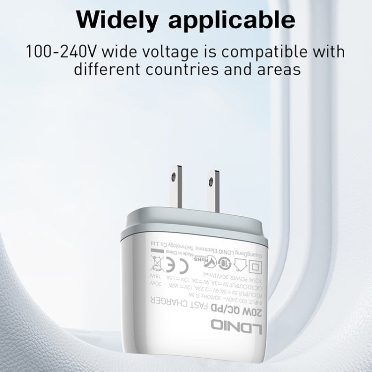 LDNIO Q229 QC3.0 / PD20W USB + Type-C Fast Charger with 1m USB to 8 Pin Cable