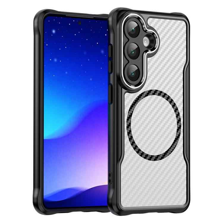 Carbon Fiber Texture MagSafe Translucent Phone Case, For Samsung Galaxy S26+ 5G, For Samsung Galaxy S26 Edge 5G, For Samsung Galaxy S26 Ultra 5G, For Samsung Galaxy S26 5G, For Samsung Galaxy S25 FE 5G, For Samsung Galaxy S25 5G                        ...